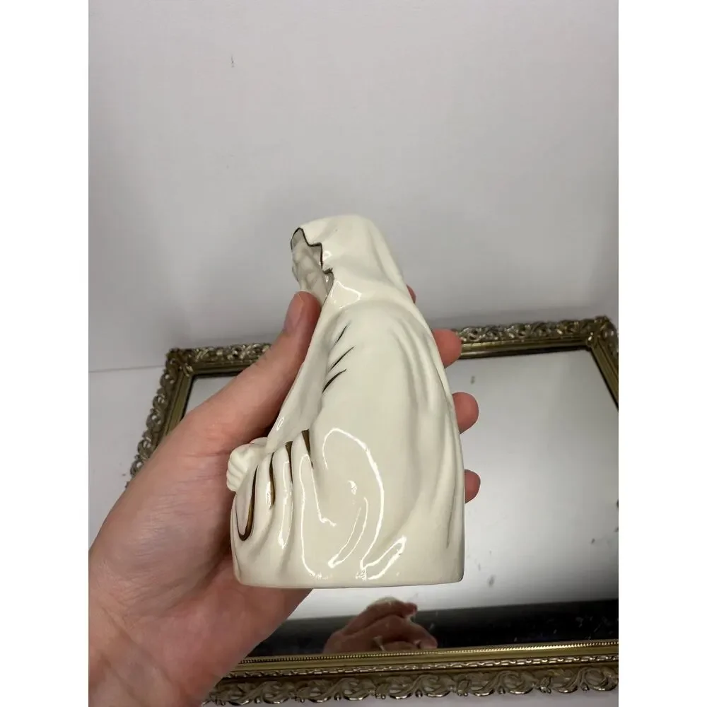 VTG MIKASA Madonna with Child Porcelain 5” Tall Figurine Ivory w/Gold Trim